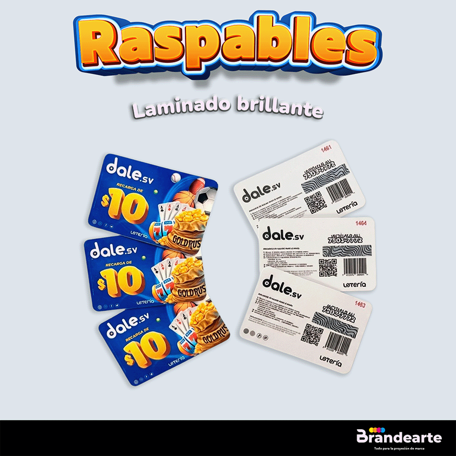 Tarjeta Raspables impresa full color 